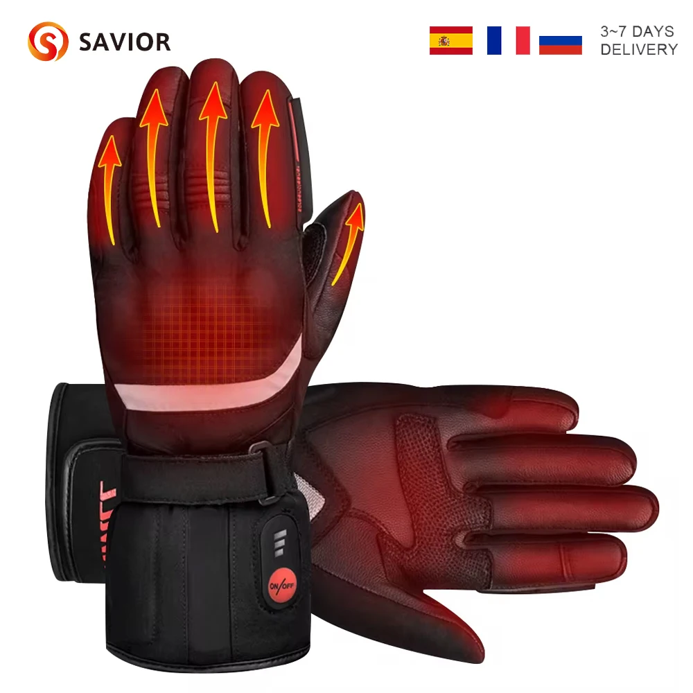 SAVIOR HEAT Gloves Waterproof Electric Heated Skiing Gloves Men Women Thermal Outdoors With Rechargeable Battery Powered Warmer