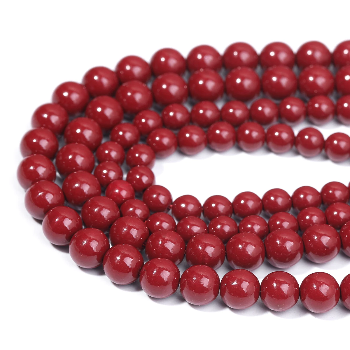 SHIJIWLS Zinnober Natursteinperlen zur Herstellung von Schmuck, runde Bulk-Abstandsperlen, DIY-Charm-Armband, Halskette, Zubehör, 6/8 mm – Detail 7