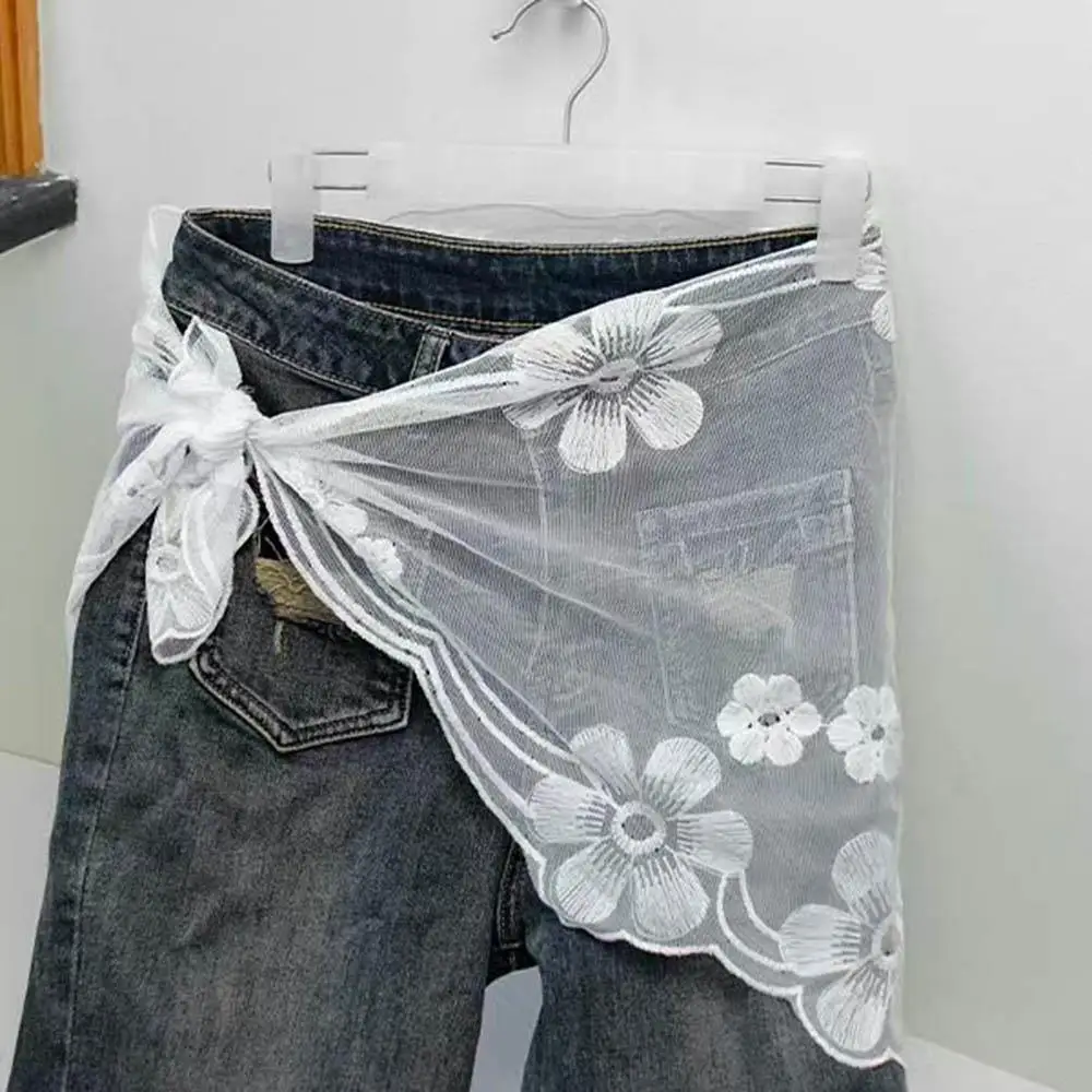 

Short Skirt Lace Trim A-Line Half Skirt Small Apron Butt Curtain Skirt Korean Ins Style Fashion Stacked Soft Lace Headscarf