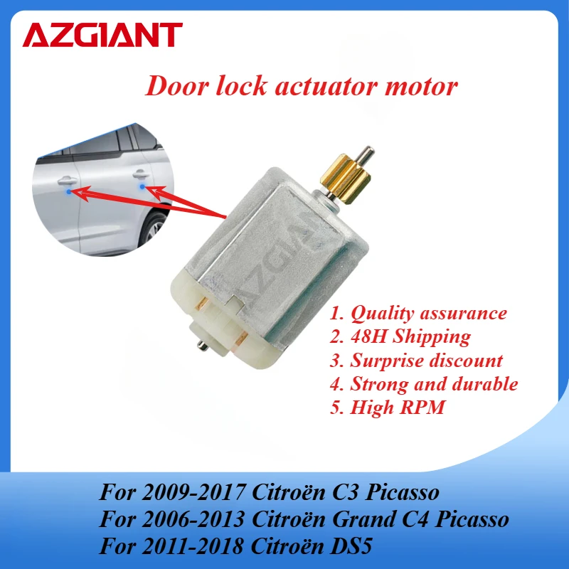 AZGIANT High Quality Car Door Lock Motor for Citroën C3 Picasso/Grand C4 Picasso New Replacement Parts 9 Teeth FC-280SC-16220