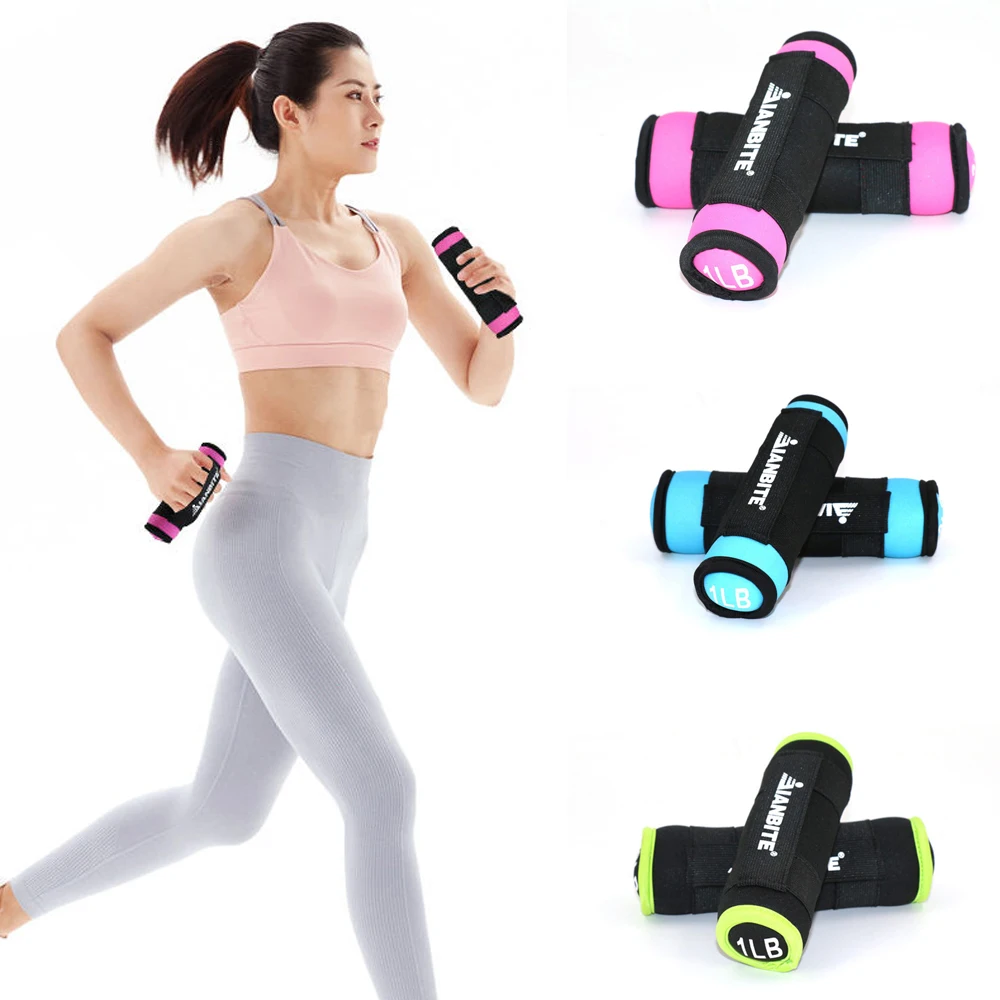 

1 Pair Hand Weights Adjustable Straps - 1LB 2LB 3LB - Comfortable & Secure Weighted Neoprene Dumbbells with Straps for Walking