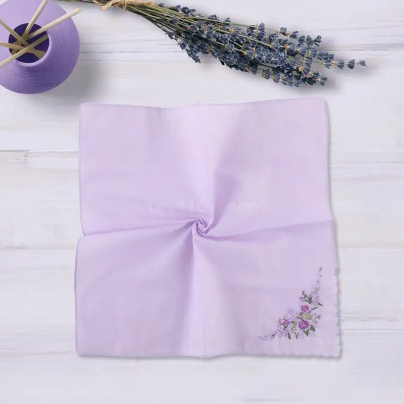 Floral Embroidery Sweat Wiping Handkerchief for Kids Men Women Elderly Handkerchief Pocket Handkerchief for Wife Mom