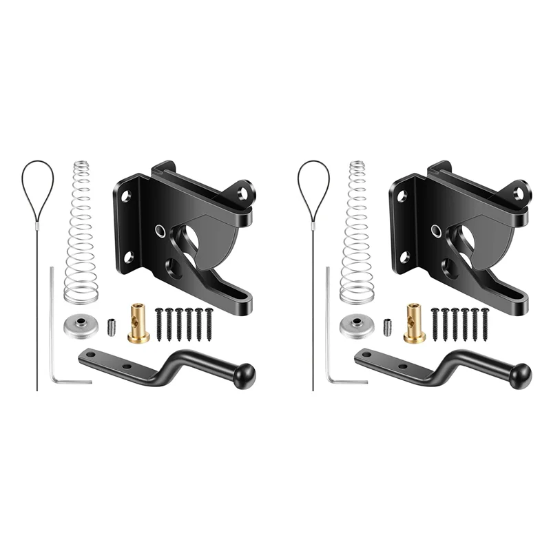 

【Exclusive!】2X Self-Locking Gate Latch Carbon Steel Post Mounted Fence Gate Latch Heavy Duty Automatic Gravity Lever Latch