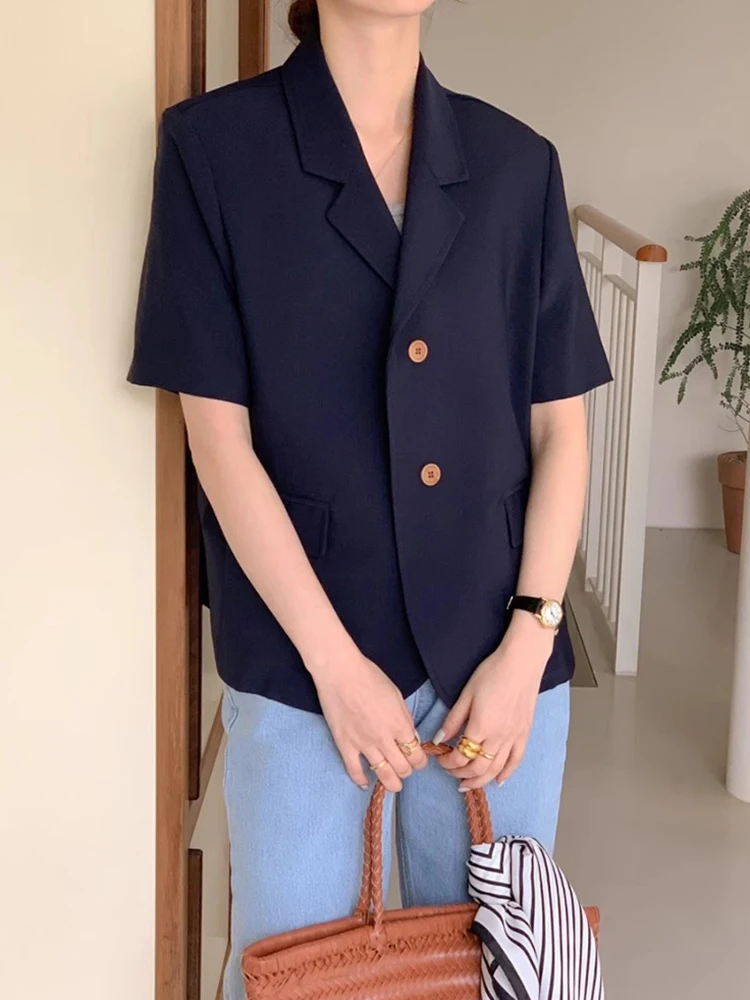 Luźny Krój Uniwersalny Damski Żakiet Letni Nowy Jednorzędowy Koreański Styl Dojazdy do Pracy Regularny Krój