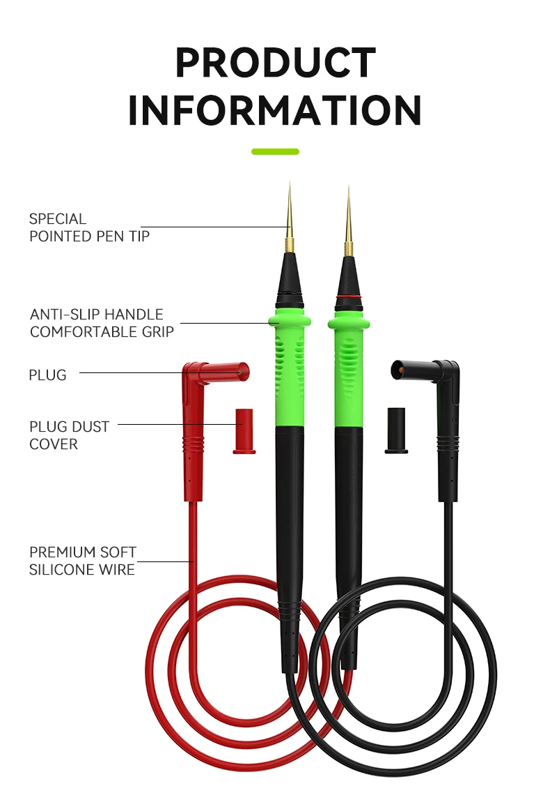 LUOWEI LW-315 Multimeter Probe 20A 1000V Gold Plated Multimeter Pen Interchangeable Head Dual Tester Probe For Electronic