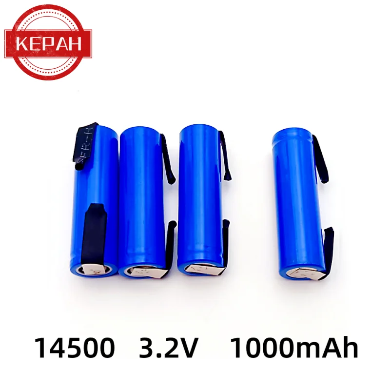 リチウムイオン電池KEPAH-14500,充電式,溶接ジョイント,aa電池,懐中電灯,ヘッド,リチウム電池,1000mah,3.2v,aa