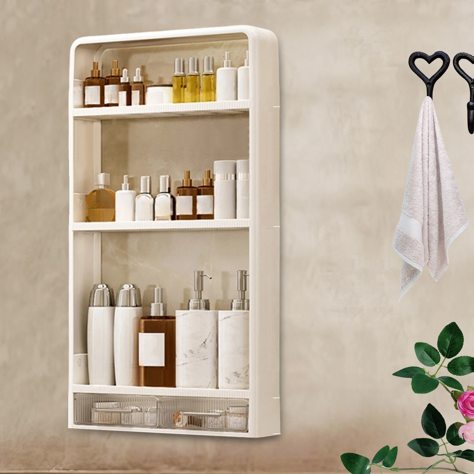 Toilet Shelf Makeup Cosmetic Shelf Bathroom Storage Rack Bathroom Wall Shelves Wall Floating Shelves for Hotel Kitchen Bedroom