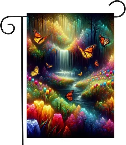 Abstract Enchanted forest Tulips Flowers Beautiful Waterfall, 12
