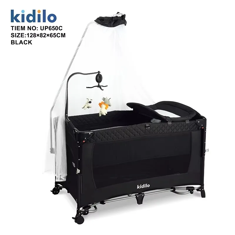 2026 Kidilo Portable Foldable Shipping Bed Metal Crib For Baby And Toddler Mattress Movable Table For Newborn Portable Playard U