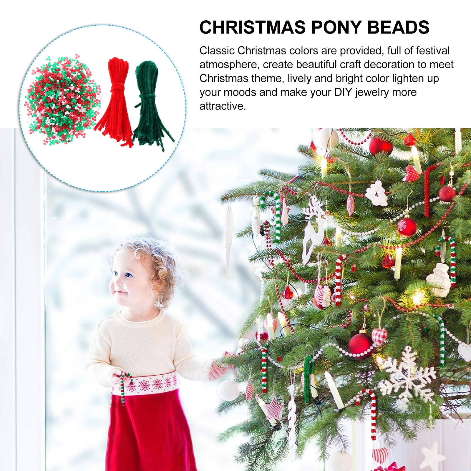 

1060 Pcs Christmas Ornaments Accessories Plastic Beads Bulk DIY Craft Child Decoration