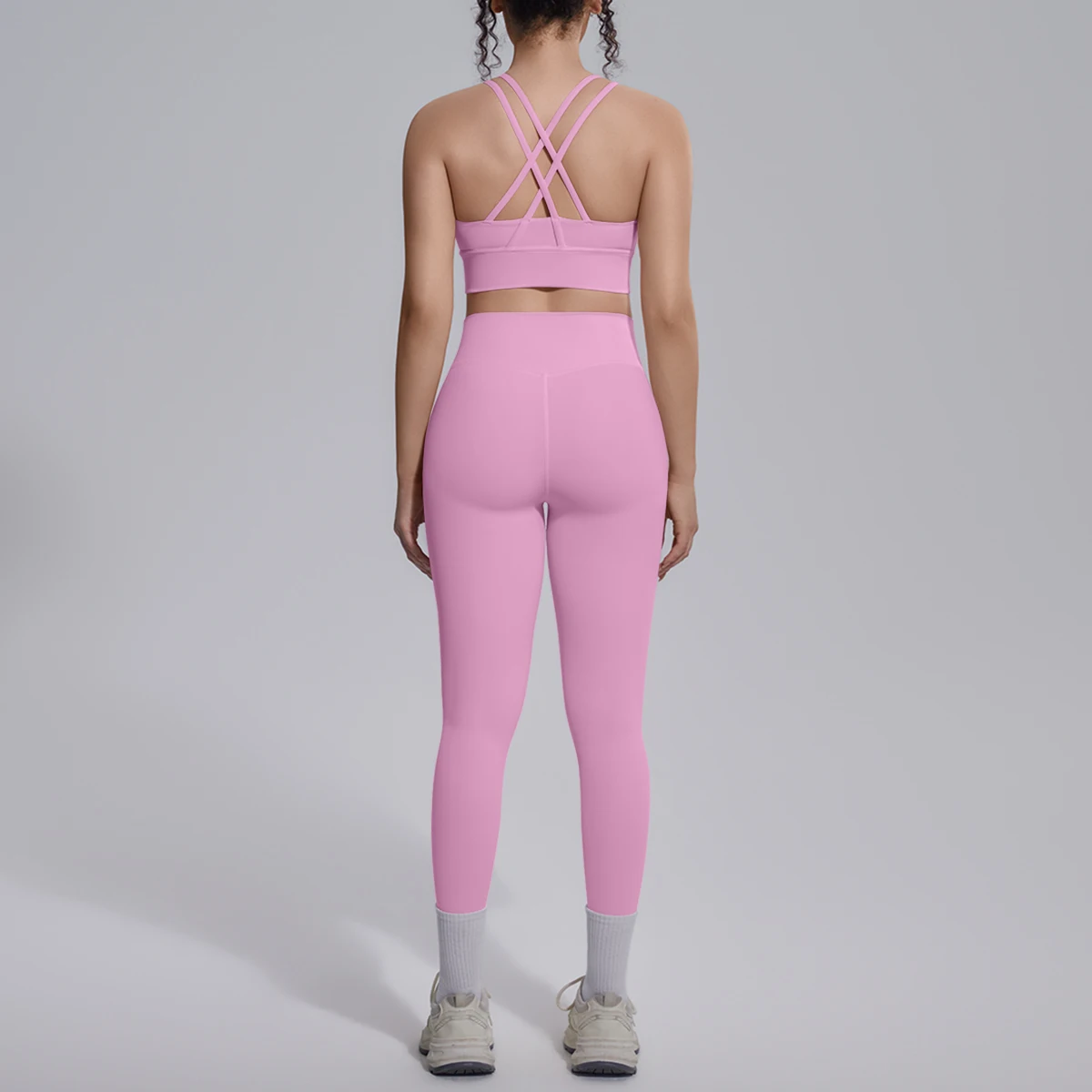 Summer sport  setNew Yoga Set For Woman Summer Gym Sports Running Bra Top Breathable Peach Buttocks Women Leggings Solid Color