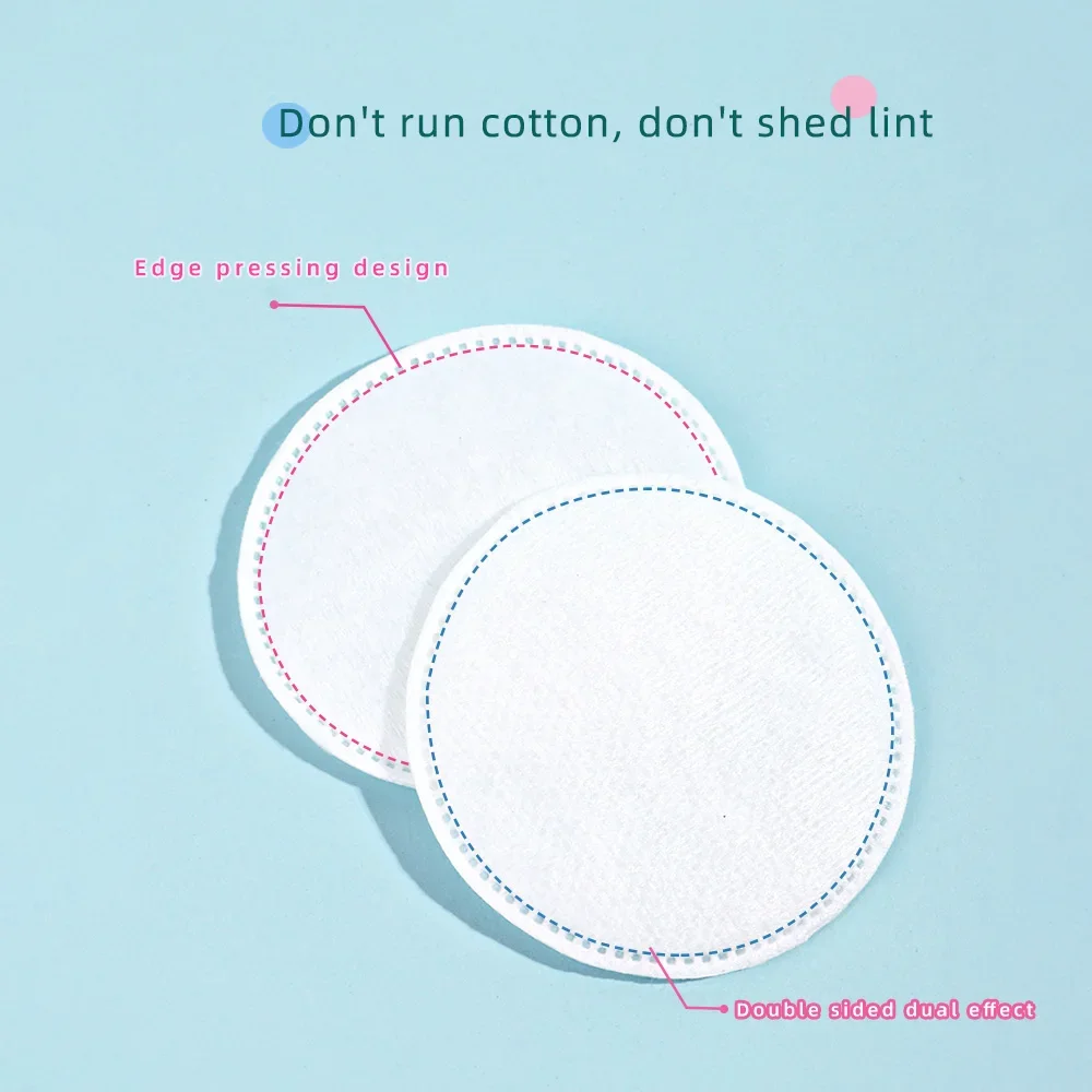 แผ่นเช็ดเครื่องสำอางทรงกลมแบบนุ่มและระบายอากาศได้ 100 ชิ้น แผ่นสำลีเนื้อสัมผัสสองด้าน ใช้สำหรับทำความสะอาดผิวหน้าทุกวัน