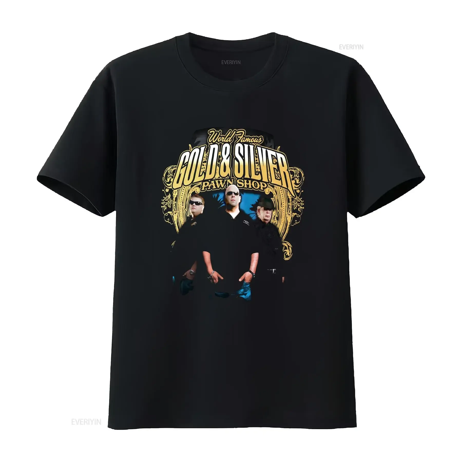 Pawn Stars Mens T Shirt Medium Cast Black TV Show Las Vegas M vintage Washed homme Unisex Soft Slightly streetwear Versatile