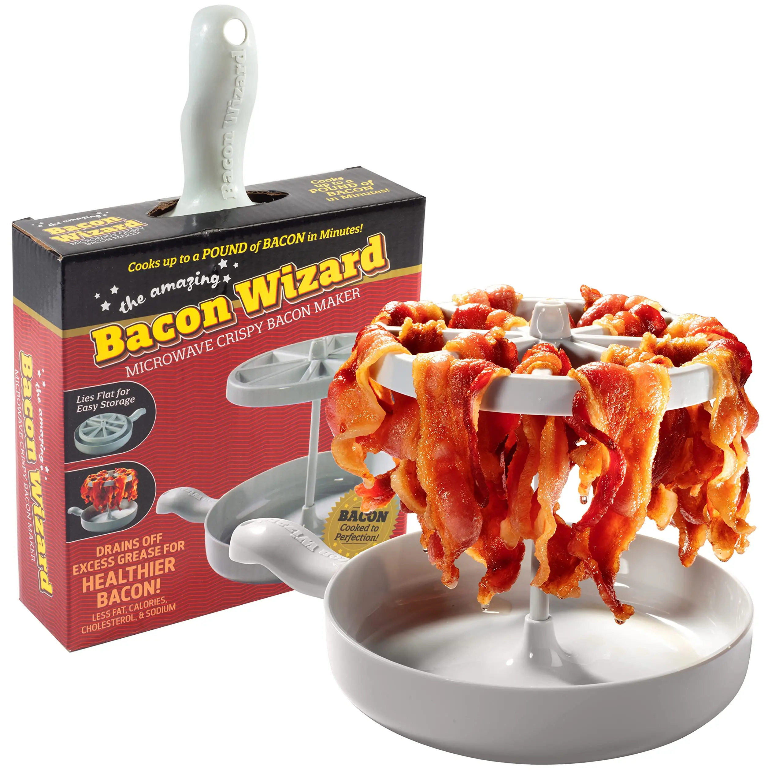 Microwave Bacon Cooker-Reduces Fat by 40%-Crispier, Healthier, Quicker Bacon Every time- Easily Meal Prep in Kitchen or Dorm