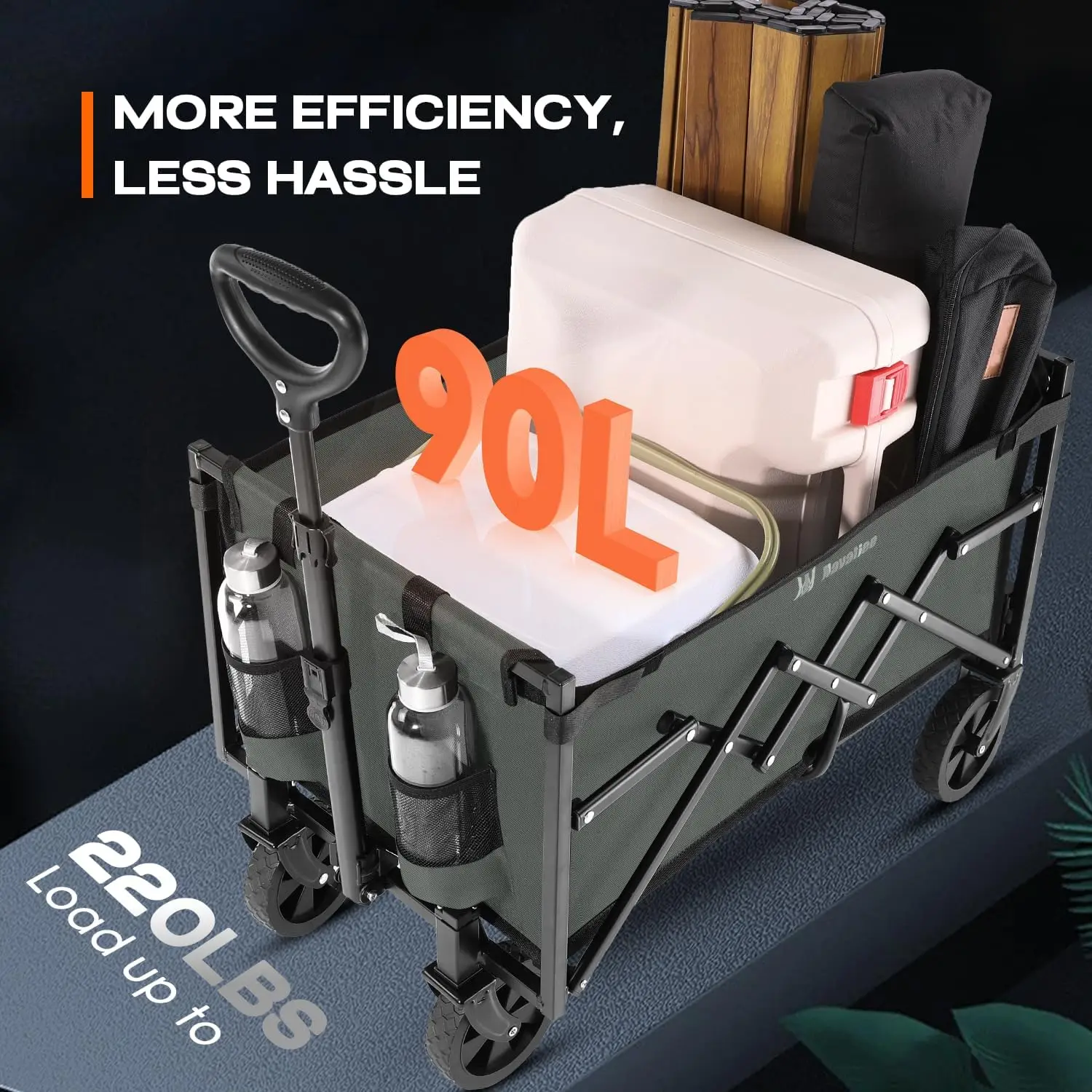 عربة قابلة للطي مع عجلات ، عربة صغيرة قابلة للطي خفيفة الوزن ، سعة وزن 220 رطلاً ، فائدة ، بقالة ، عربة تسوق #2