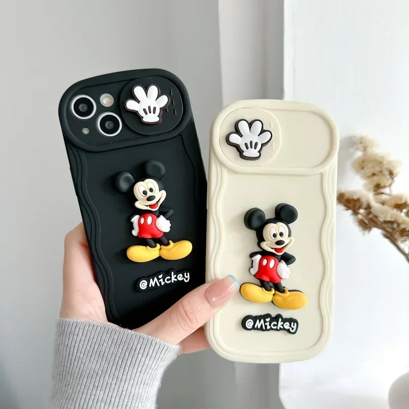 Mickey Mouse mittens Push window Lens Protection Case For iPhone 15 14 13 12 11 Pro Max 14 Plus case Cute Cover Sweet Phone Case