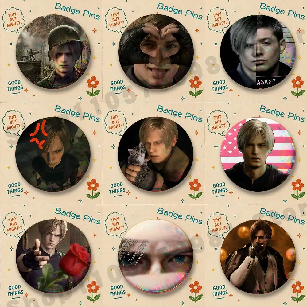 Cute Leon S R-Resident E-Evil Badges Cartoon Character Pins Brooch for Bag Shoes Decoration Jewelry Gifts