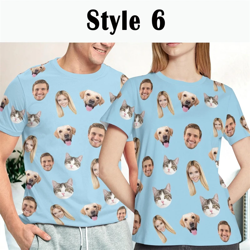 Pet Family Funny Customized Photo T-shirt Unisex Personality 3D Print Casual Outdoor Stroll Loose Tshirts Unique Cultural Tee