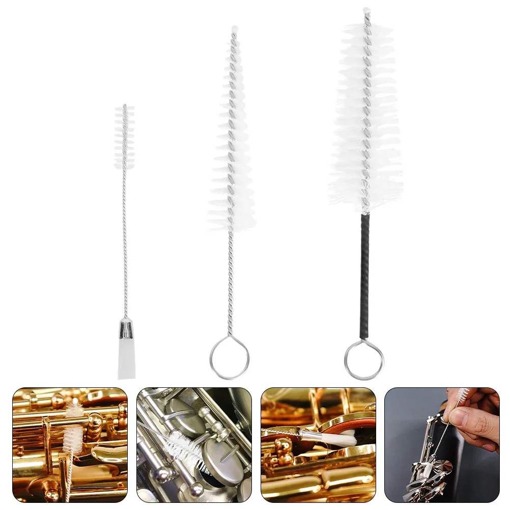 

3Pcs Compact Flute Mouthpiece Cleaning Brush Stainless Steel Nylon for Clarinet Saxophone Accessory