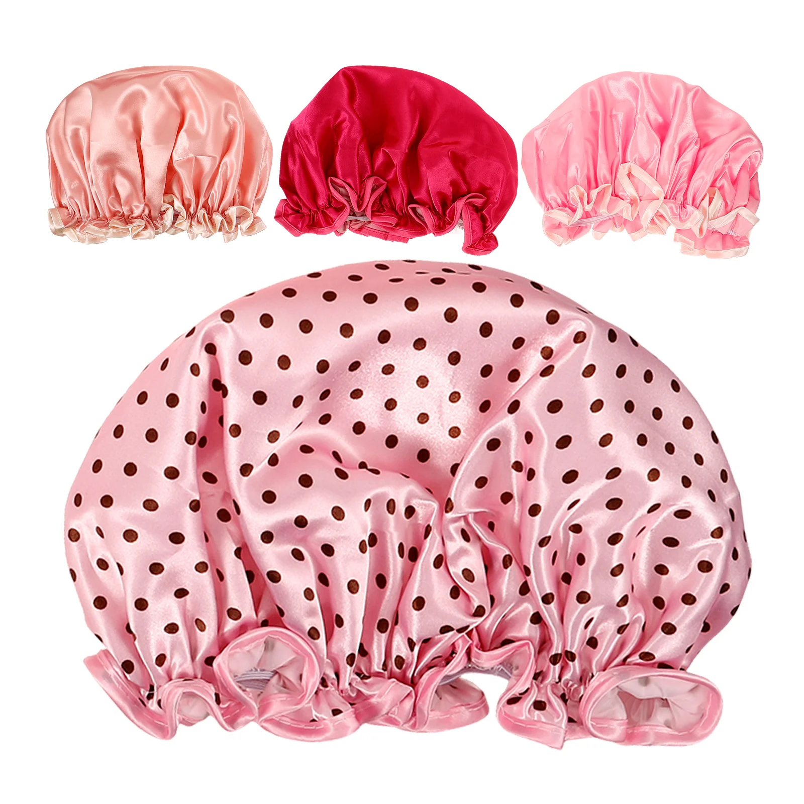 

4Pcs Shower Caps Waterproof Elastic Bathing Hats Thicken Spa Hair Protection Lightweight Foldable Travel Size Fit Most Reusable
