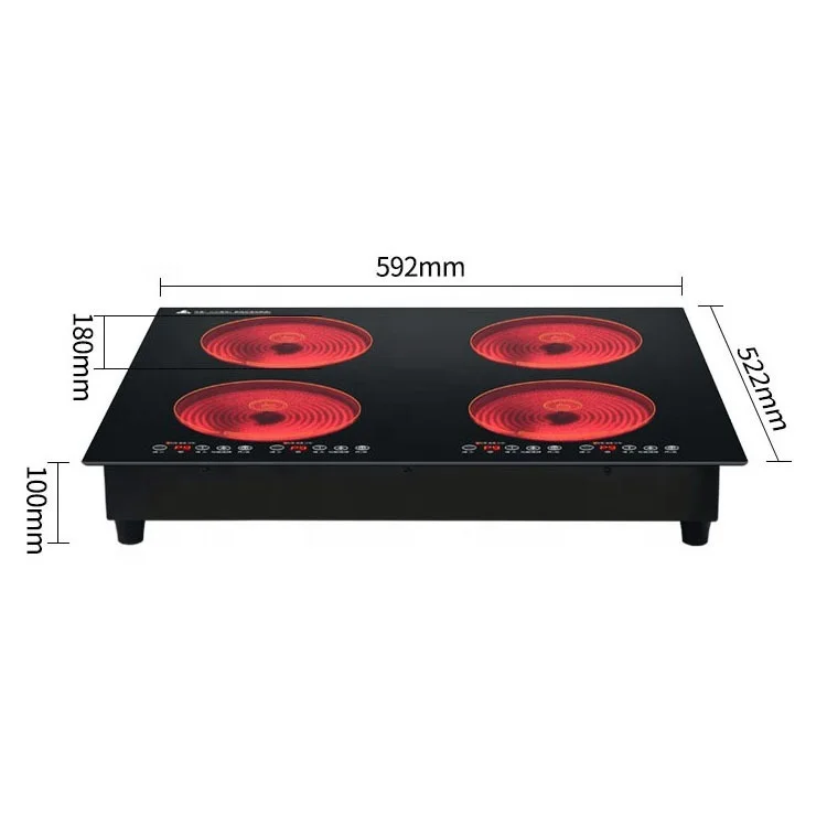 Built-in 4 Zone Infrared Hot Plates Stove Touch Control Infrared Cooker 220V/ 110V