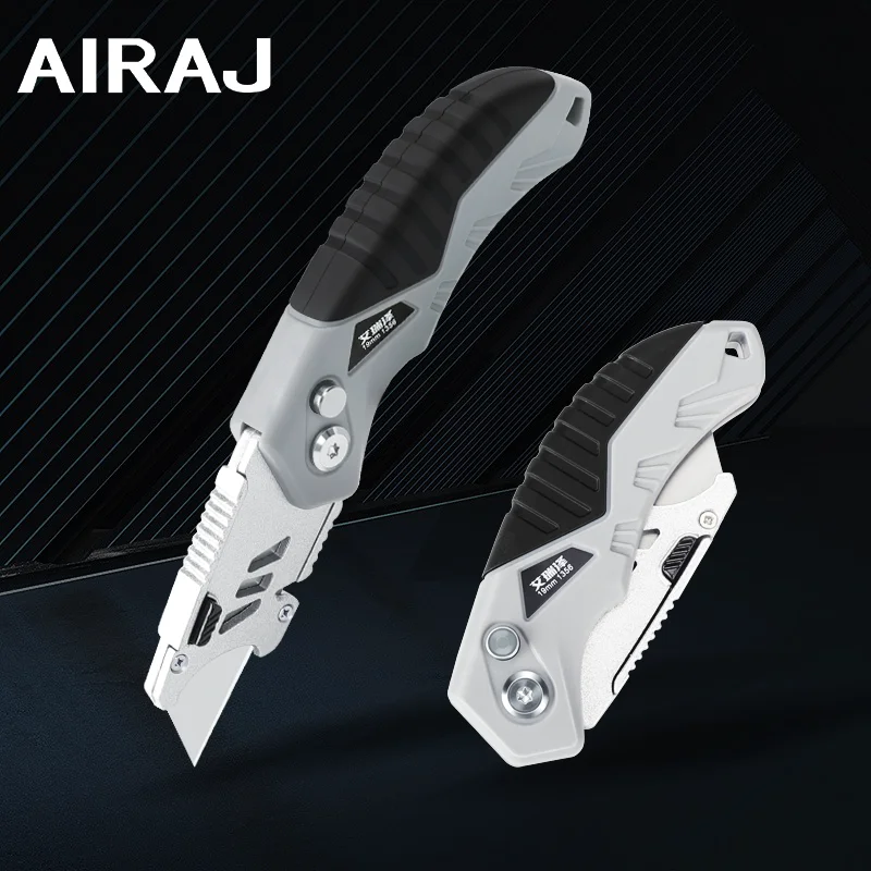 AIRAJ Multifunctional Utility Knife Retractable Sharp Cut Heavy Duty Steel Break Blade Paper Cut Electrician Utility Knife