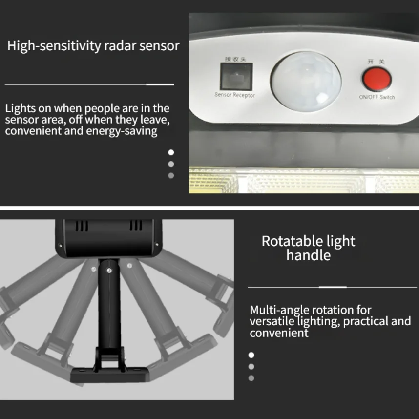 Solar Sensor Light for Outdoor Use with Remote Control and 120 Degree Motion Detection 240 COB Chips IP65 Rated