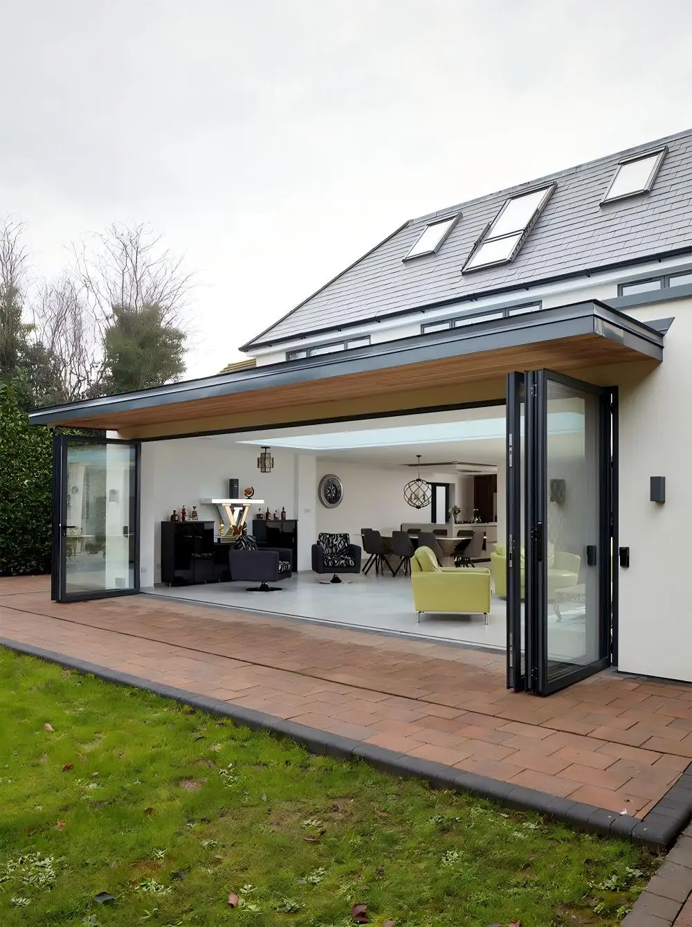 Patio Soundproof Bifold Doors House Front Foldable Accordion Door Tempered Glass Aluminum Sliding Folding Doors Powder Coating