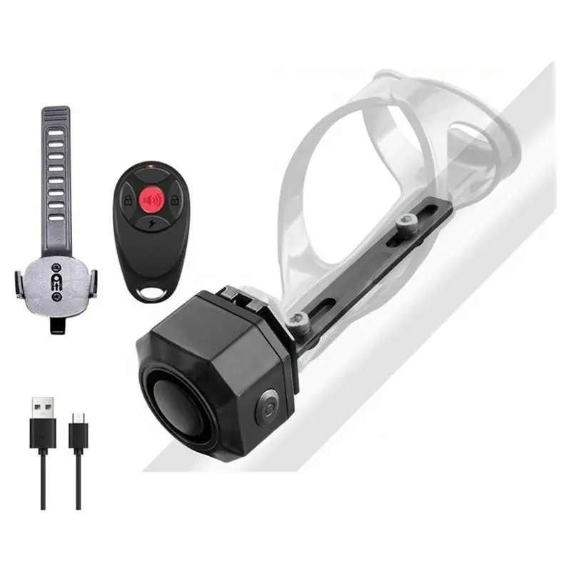 b50b-110db-自転車用アラーム。l字型ブラケット付き、usb-c充電式、リモコン操作可能、ip65防水、ワイヤレス通信距離229フィート、振動感知アラーム。