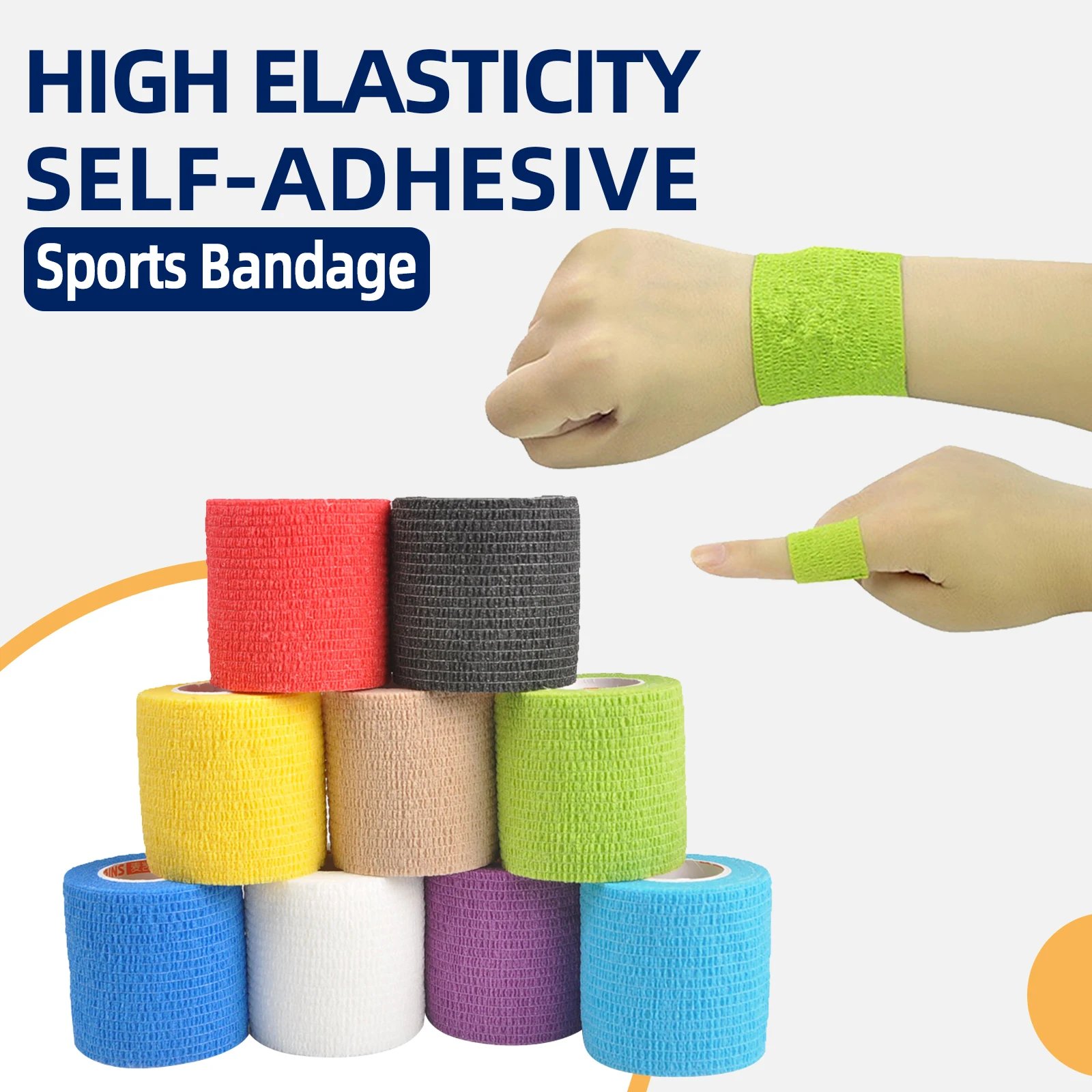 1 Roll Bandage Self Adhesive Elastic Bandage Sports First Aid Tape Sports Knee Pad Finger Palm Ankle Tattoo Handle Bandage