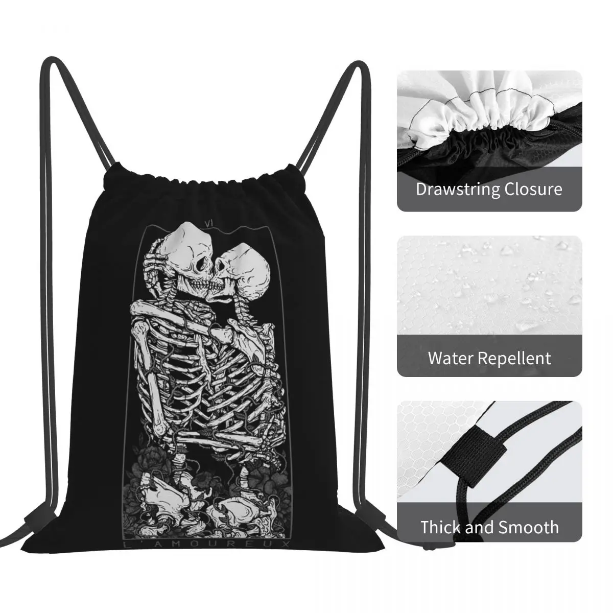 The Lovers Backpacks Casual Portable Drawstring Bundle Pocket Shoes Bag Book Bags For Man Woman School