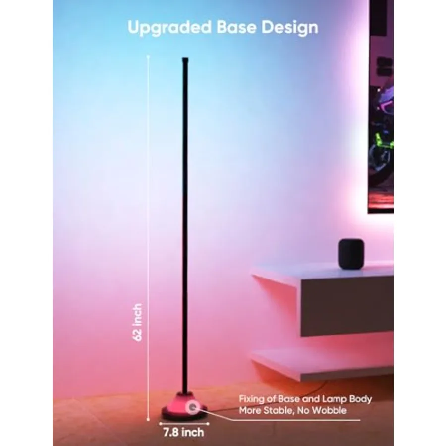 Smart RGBW Floor Lamp, 1000 lm LED Standing Lamp with APP Control, Dimmable Modern Corner Floor Lamp for Living Room, Bedroom,