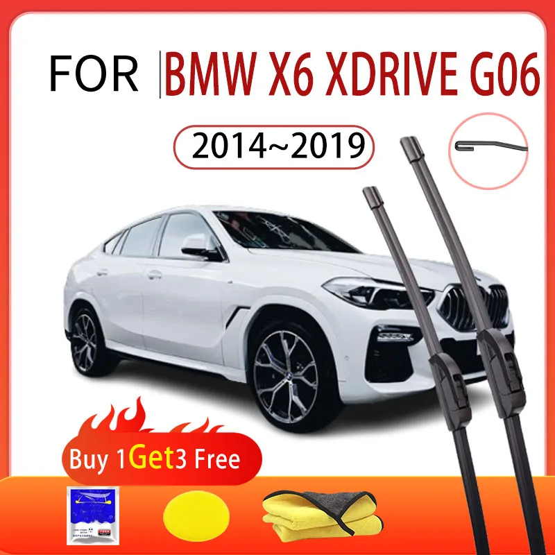 

For BMW X6 xDrive G06 2014~2019 2015 2016 Car Front Wiper Multifunctional Boneless Silent Wiper Blade Rubber Strip Auto Parts