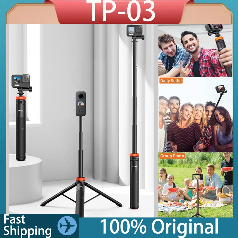 Original VRIG TP03 Sports Camera Selfie Stick 130cm Action Camera Tripod Stand Phone Tripod For Insta360 GoPro iPhone Samsung