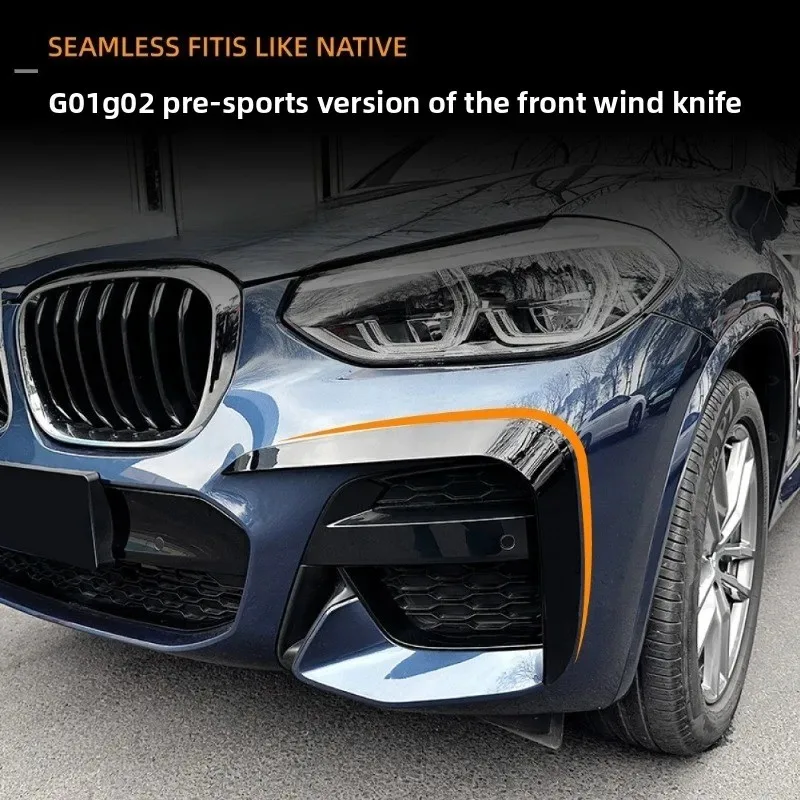 For BMW X3 X4 G01 G02 2018-21 Model Gloss Black/Carbon Fiber Look Fender Intake Frame Trim Front Bumper Side Air Vent Cover
