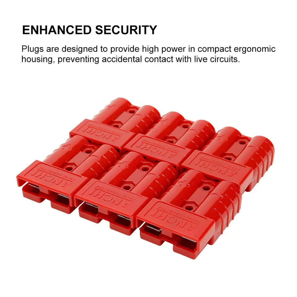 Carbole Hot Sale 6pcs Anderson Style Plug Connectors 50 AMP 6AWG - 10AWG 12-24V DC Power Tool RED