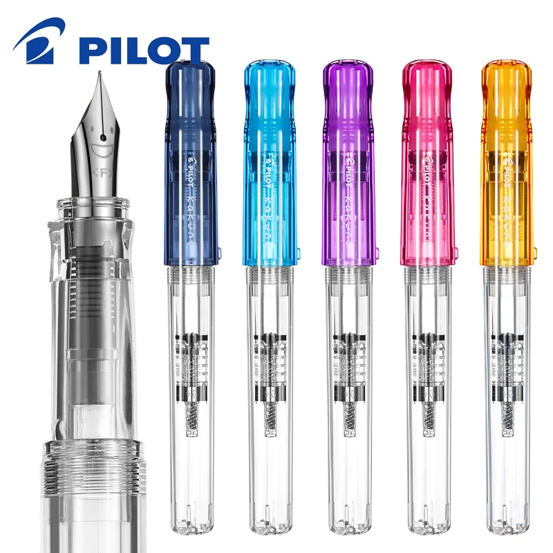 

PILOT Limited KAKUNO Smiley Fountain Pen FKA-1SR Transparent Rod EF/F/M Pointed Office Practice Word Exchange Cartridge