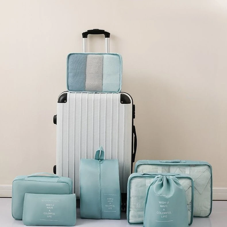 مجموعة من 7 قطع من مكعبات تعبئة السفر، حقيبة تخزين الأمتعة الشبكية المحمولة، حقيبة تنظيم الملابس الداخلية مع حقيبة الأحذية #1