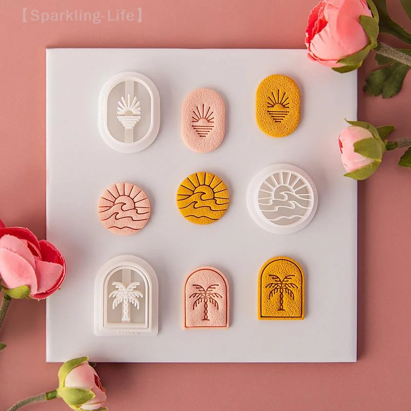 Sunset By The Sea Polymer Clay Cutters DIY Embbossed Making Pottery Clay Earrings Jewelry Pendant Tools