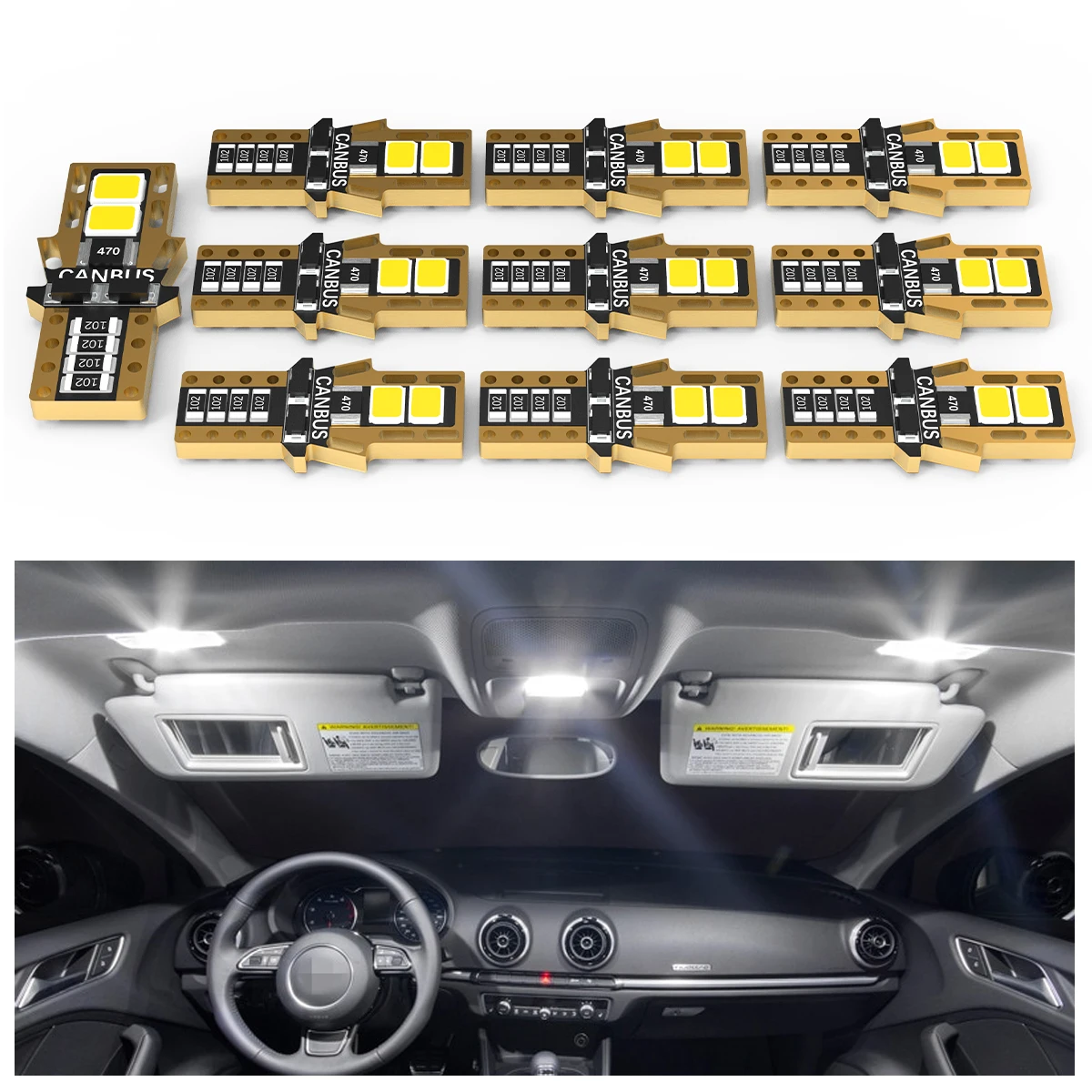 10pcs T10 W5W LED Canbus For Peugeot 106 107 206 207 306 307 308 406 407 5008 Boxer Partner RCZ Citroen C5 C4 Picasso C3 Jumper