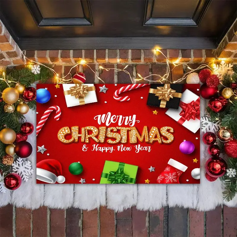 VIKAMA Christmas-Themed Decorative Doormat—Noise-Reducing, Soft, and WarmBathroom Toilet Mat, Entryway Foyer Rug, Home Decor