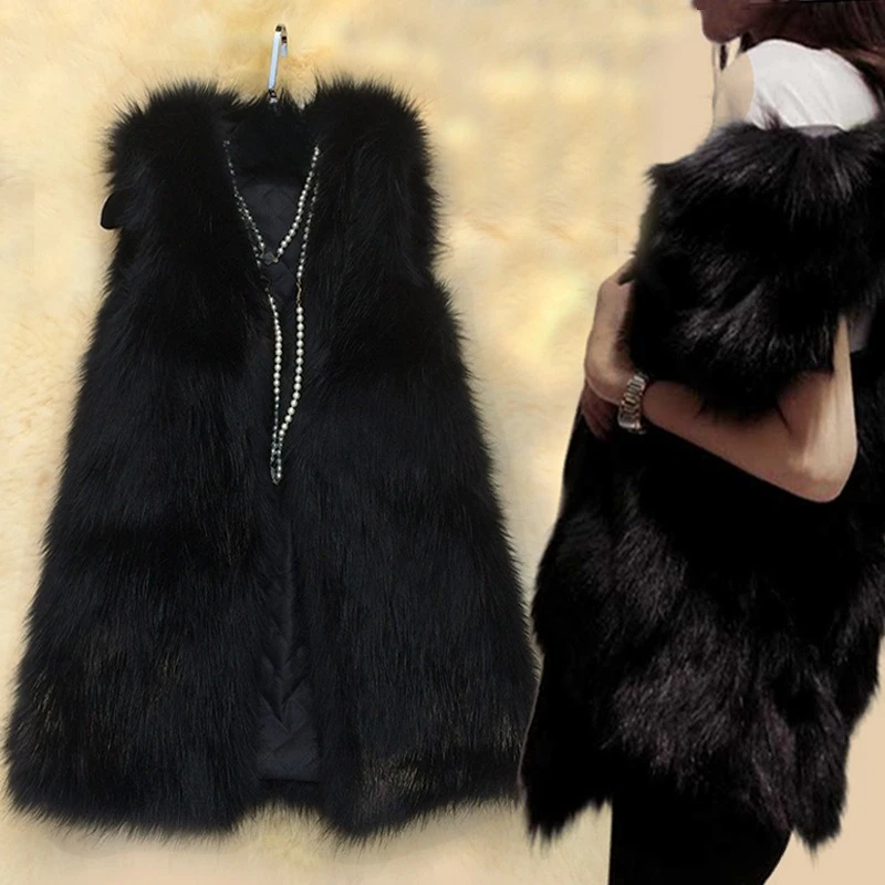 Manteaux en fausse fourrure de renard pour femmes, vestes mi-longues, gilets, manteau épais et chaud, Streetwear Y2k, vêtements d'extérieur de travail élégants, automne hiver