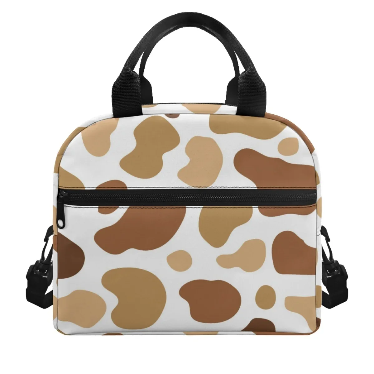 Cow Spots Leopard Pattern Teenage Girls Boys Large Capacity Lunch Bag Dirt Resistant Travel Outdoor Soft Handbag Custom Image