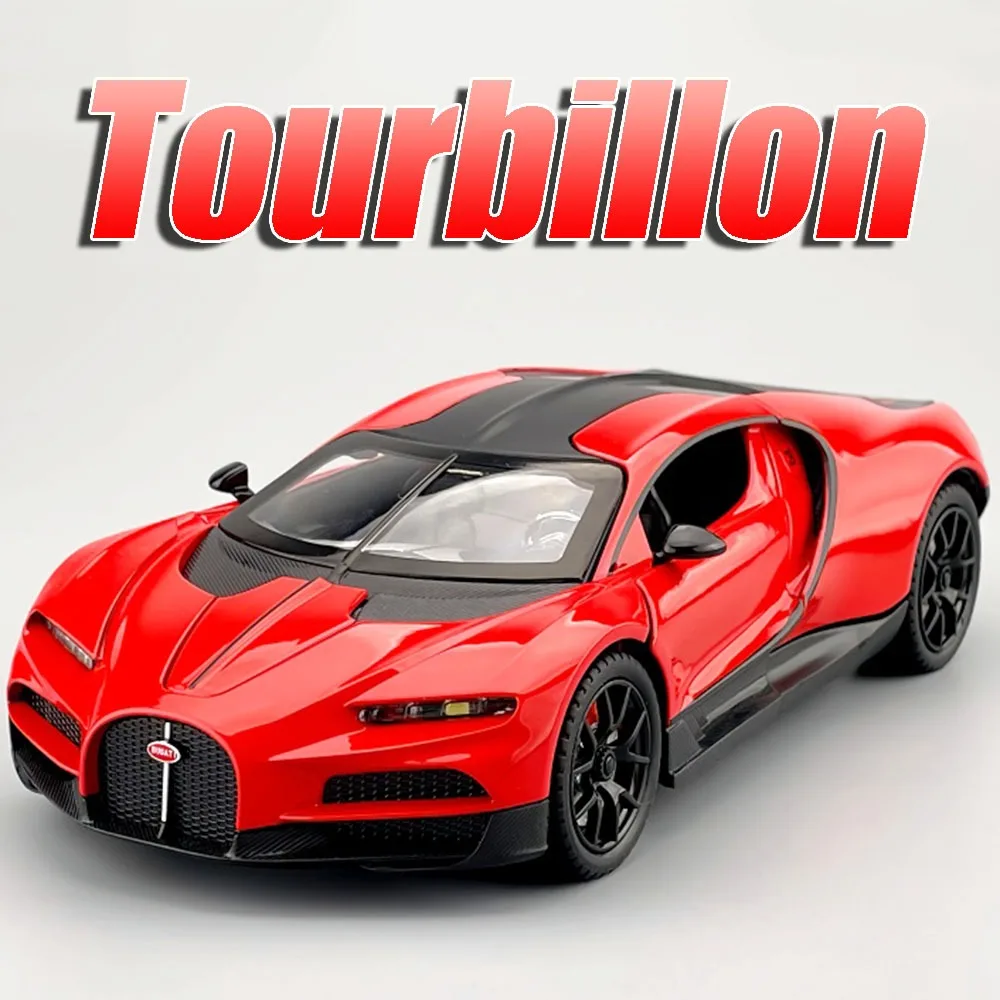 1:24 스프레이 스포츠카 투르비용 볼리드 장난감 모델 합금 다이캐스트 사운드 라이트 도어 오픈 풀백 남아용 교육용 장난감