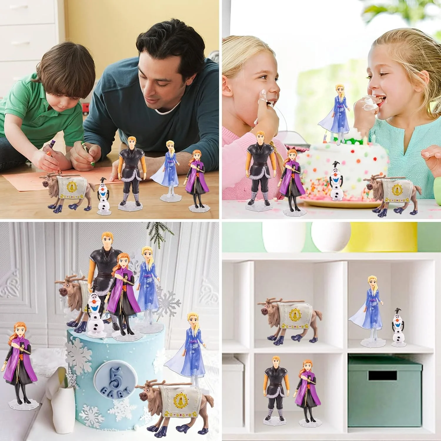 Disney Frozen The Snow Queen Princess Anna Elsa Action Figure Kristoff  Olaf PVC Dolls Collection Birthday Party Cake Gift Toys