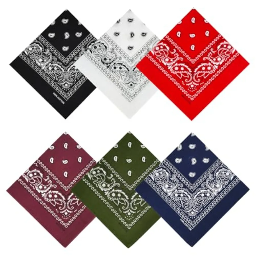 

APIGANIZ 100% Cotton Bandanas, 21 x 21 Inch, Set of 6