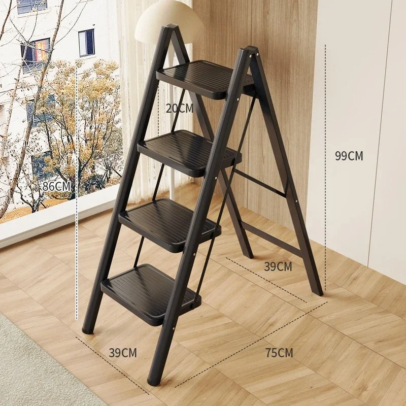 Household Folding Herringbone Ladder Thickened Installation-free Safety Ladder, Multi-functional Stable Scaffolding for Home Use