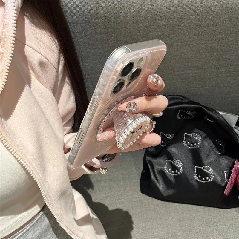 حافظة هاتف على شكل قلب من الألماس على شكل فيونكة مغناطيسية لهاتف آيفون 12 13 14 15 16 برو ماكس #4