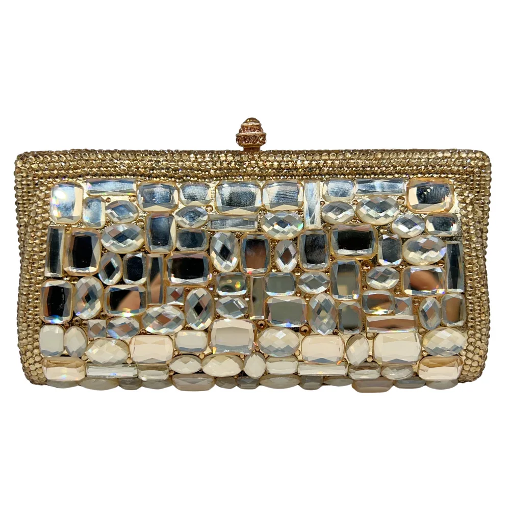 

Clutch bag Flat bottom glass Diamond clutch women's bag Handmade diamond dinner bag