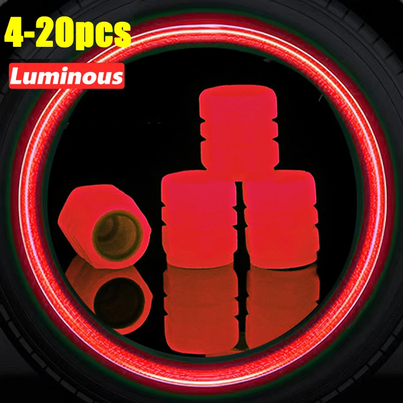 

Red Luminous Tire Valve Cap Car Motorcycle Bike Universal Wheel Night Glowing Caps Tyre Fluorescent Decor Accessories